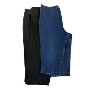 VTG 90s Cascade Blues Capri Pants Women's XL Petite Black and Denim Set of 2‎